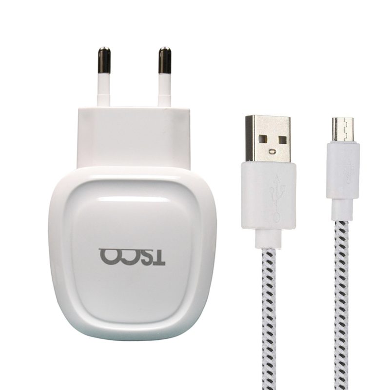 شارژر دیواری تسکو مدل TTC 46 به همراه کابل تبدیل microUSB | سفید | گارانتی 12 ماهه توسن سیستم