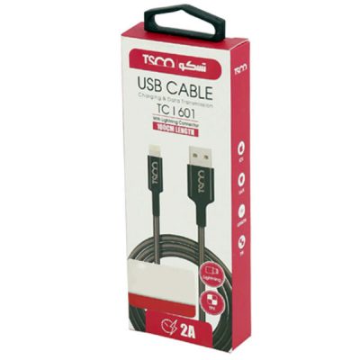 کابل تبدیل USB به لایتنینگ تسکو مدل TC i601 طول 1 متر | مشکی | گارانتی 12 ماهه توسن سیستم