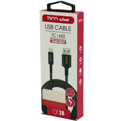کابل تبدیل USB به لایتنینگ تسکو مدل TC i602 طول 1 متر | مشکی | گارانتی 12 ماهه توسن سیستم