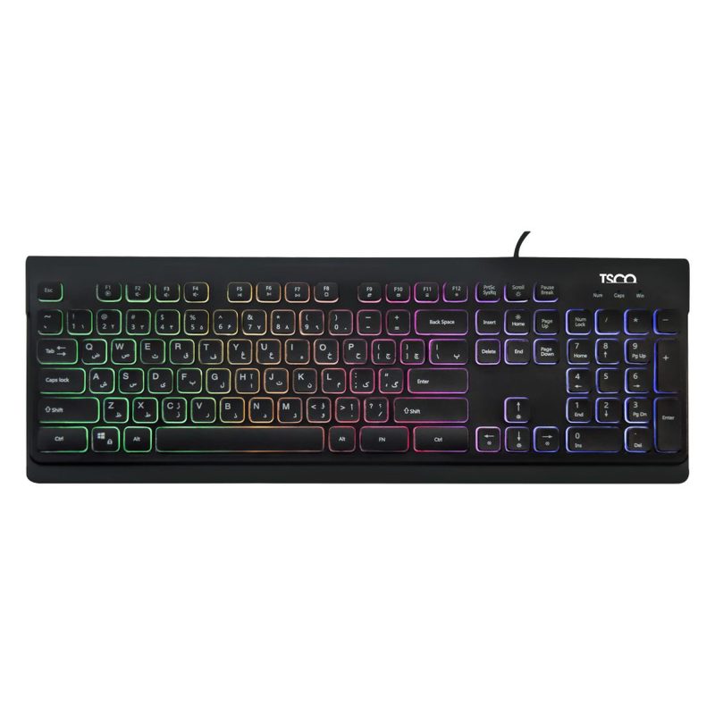 کیبورد گیمینگ تسکو مدل TK 8031، سوییچ ممبران، Full-Size، نورپردازی RGB | مشکی | گارانتی 12 ماهه توسن سیستم