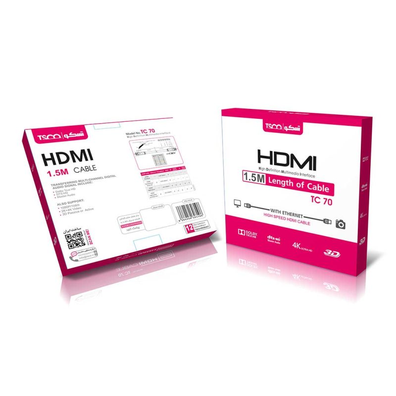 کابل HDMI تسکو مدل TC 70 به طول 1.5 متر | مشکی | گارانتی 12 ماهه توسن سیستم