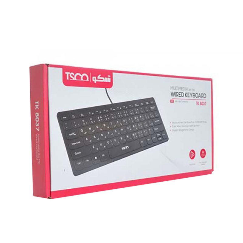 کیبورد تسکو مدل TK 8037، سوییچ ممبران، Tenkeyless | مشکی | گارانتی 12 ماهه توسن سیستم