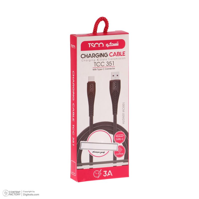 کابل تبدیل USB به USB-C تسکو مدل TCC 351 طول 1 متر | مشکی | گارانتی 12 ماهه توسن سیستم