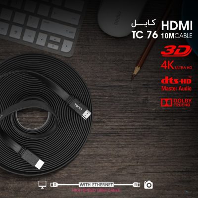 کابل HDMI تسکو مدل TC 76 به طول 10 متر | مشکی | گارانتی 12 ماهه توسن سیستم