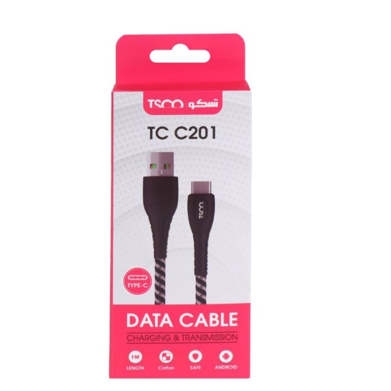 کابل تبدیل USB به USB-C تسکو مدل TCC201 طول 1 متر‎ | مشکی | گارانتی 12 ماهه توسن سیستم