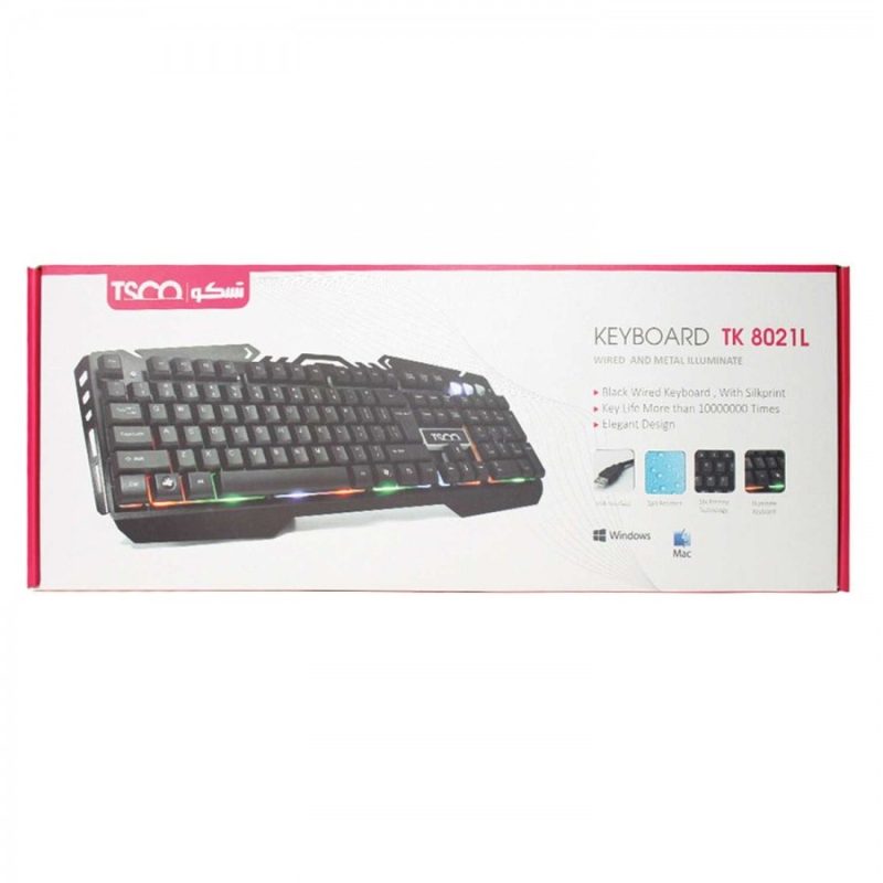 کیبورد مخصوص بازی تسکو مدل TK8021L | مشکی | گارانتی 12 ماهه توسن سیستم