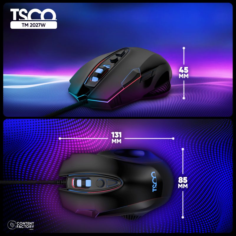 ماوس مخصوص بازی تسکو مدل TM 2027W | مشکی | گارانتی 12 ماهه توسن سیستم