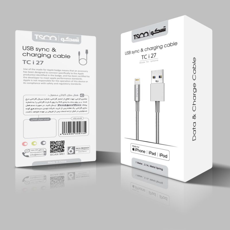 کابل تبدیل USB به لایتنینگ تسکو مدل TC i27 طول 1 متر