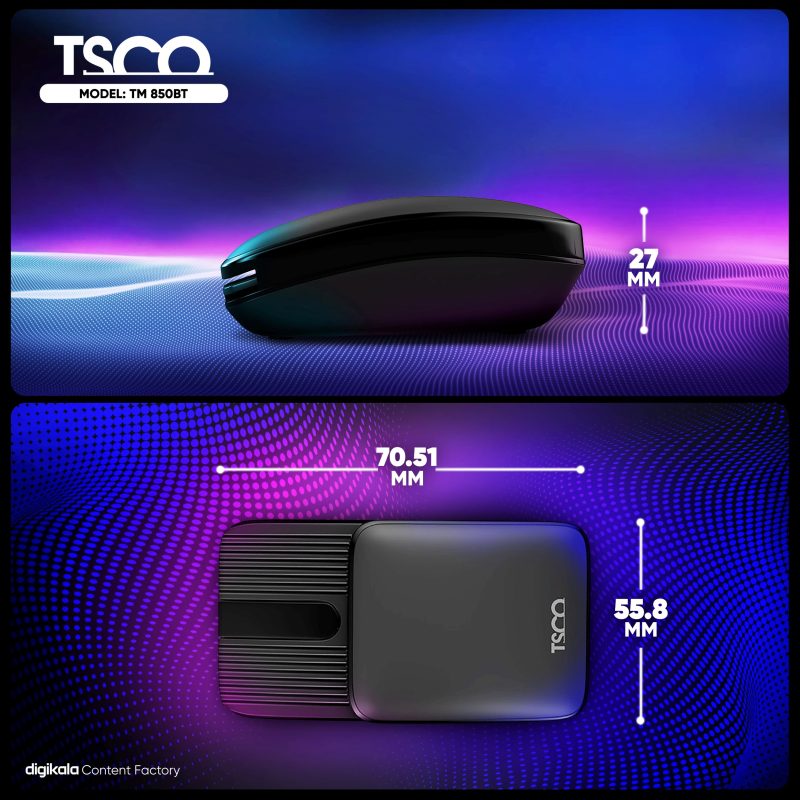 ماوس بی سیم تسکو مدل TM 850BT  | مشکی | گارانتی 12 ماهه توسن سیستم