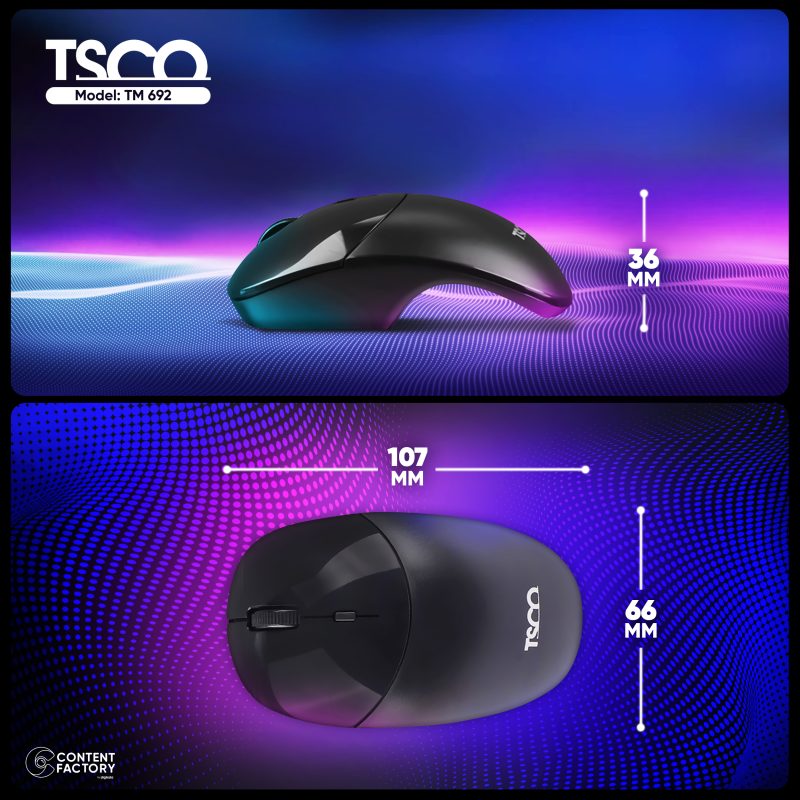 ماوس بی سیم تسکو مدل TM 692 | مشکی | گارانتی 6 ماهه توسن سیستم