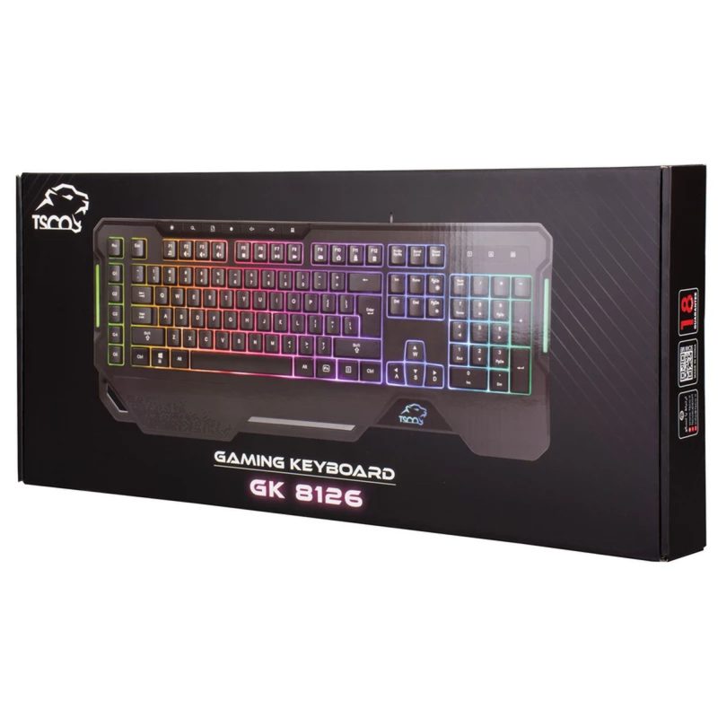 کیبورد گیمینگ تسکو مدل GK 8126، سوییچ ممبران، Full-Size، نورپردازی RGB | مشکی | گارانتی 12 ماهه توسن سیستم