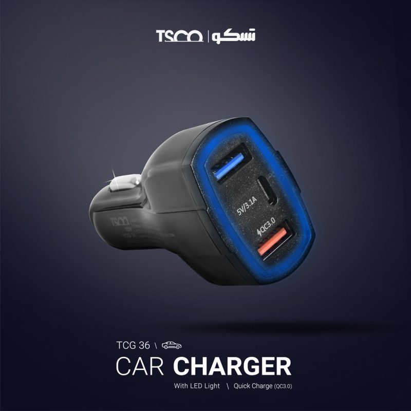 شارژر فندکی تسکو مدل TCG 36 | مشکی | گارانتی 12 ماهه توسن سیستم