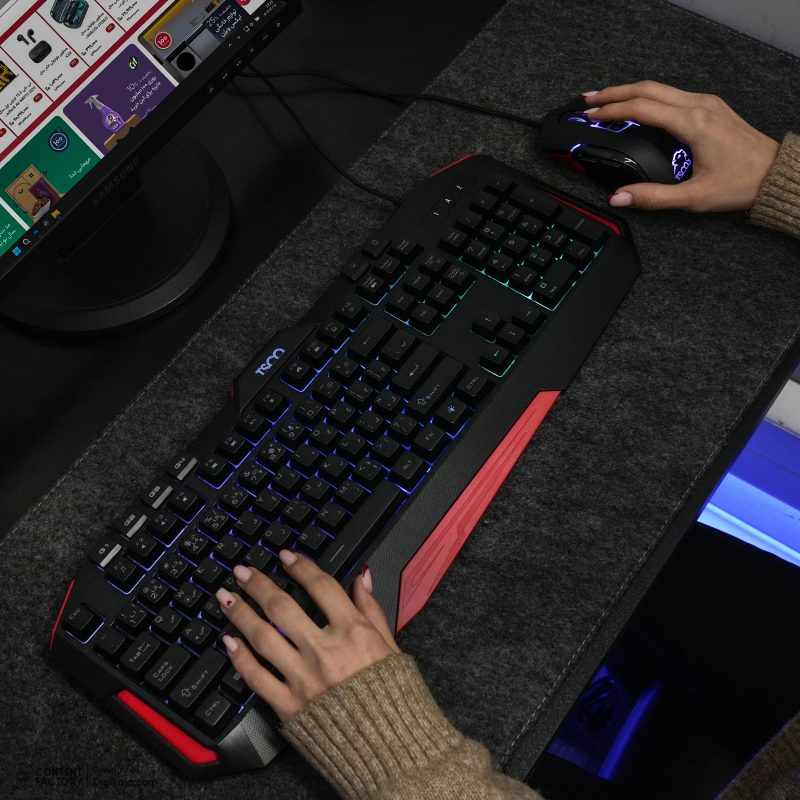 کیبورد گیمینگ تسکو مدل GKM 8205 به همراه موس، Full-size، نورپردازی RGB | مشکی | گارانتی 12 ماهه توسن سیستم