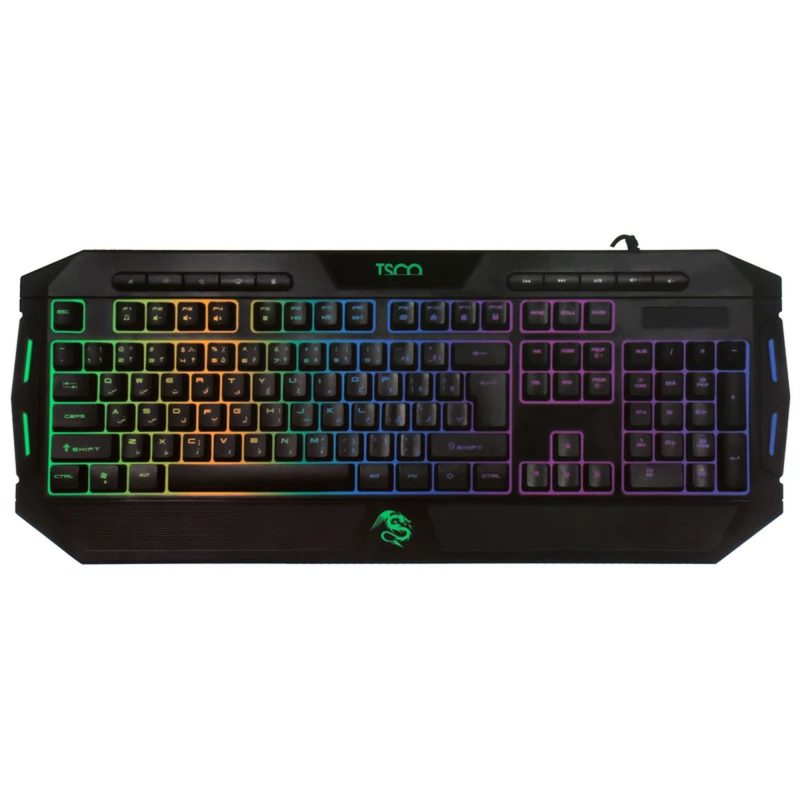 کیبورد گیمینگ تسکو مدل TK 8124، سوییچ ممبران، Full-Size، نورپردازی RGB LED | مشکی | گارانتی 12 ماهه توسن سیستم