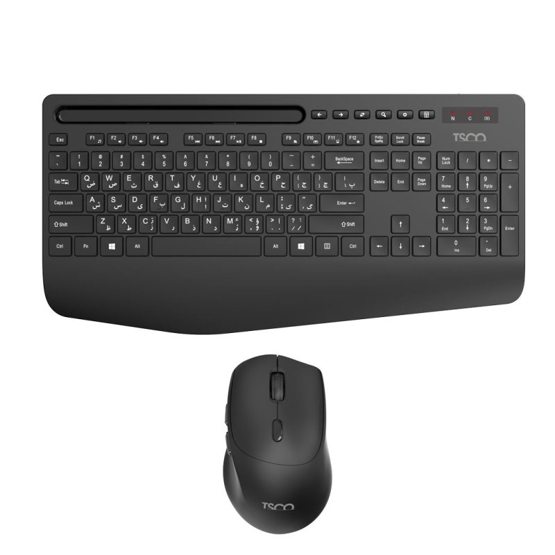 کیبورد و ماوس بی سیم تسکو مدل TKM 7025W | مشکی | گارانتی 12 ماهه توسن سیستم