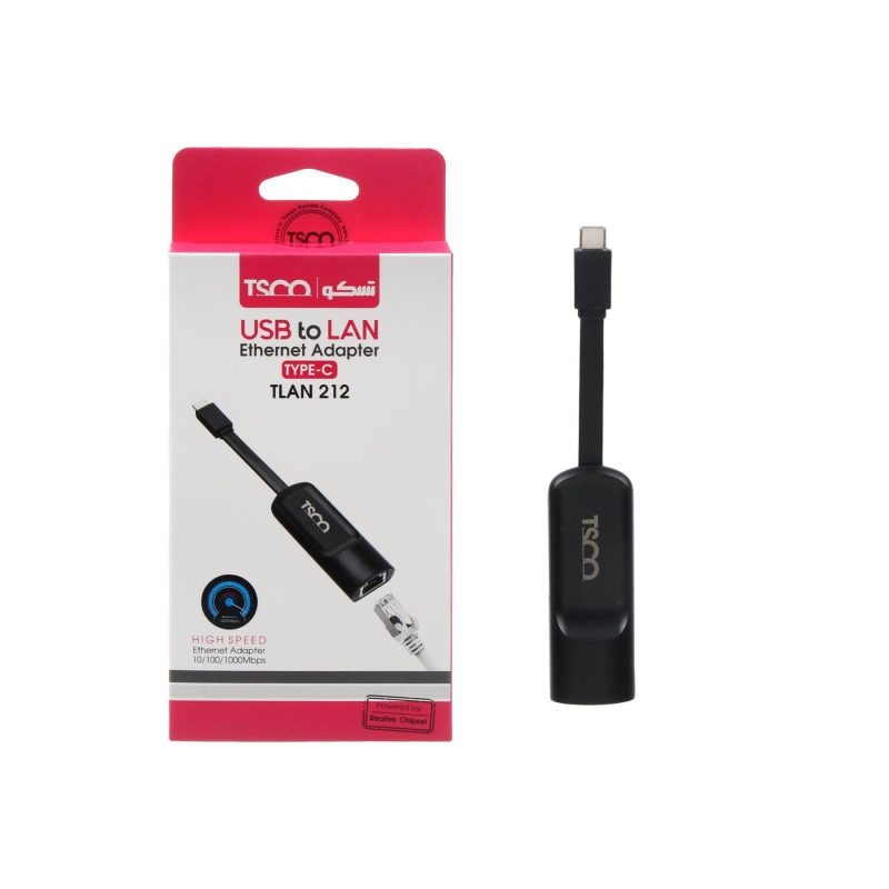 مبدل usb-c به LAN تسکو مدل TLAN 212 | مشکی | گارانتی 12 ماهه توسن سیستم