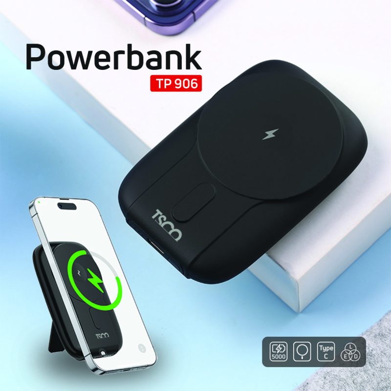 پاور بانک تسکو مدل TP 906W با ظرفیت 5000 میلی آمپر ساعت | مشکی | گارانتی 12 ماهه توسن سیستم
