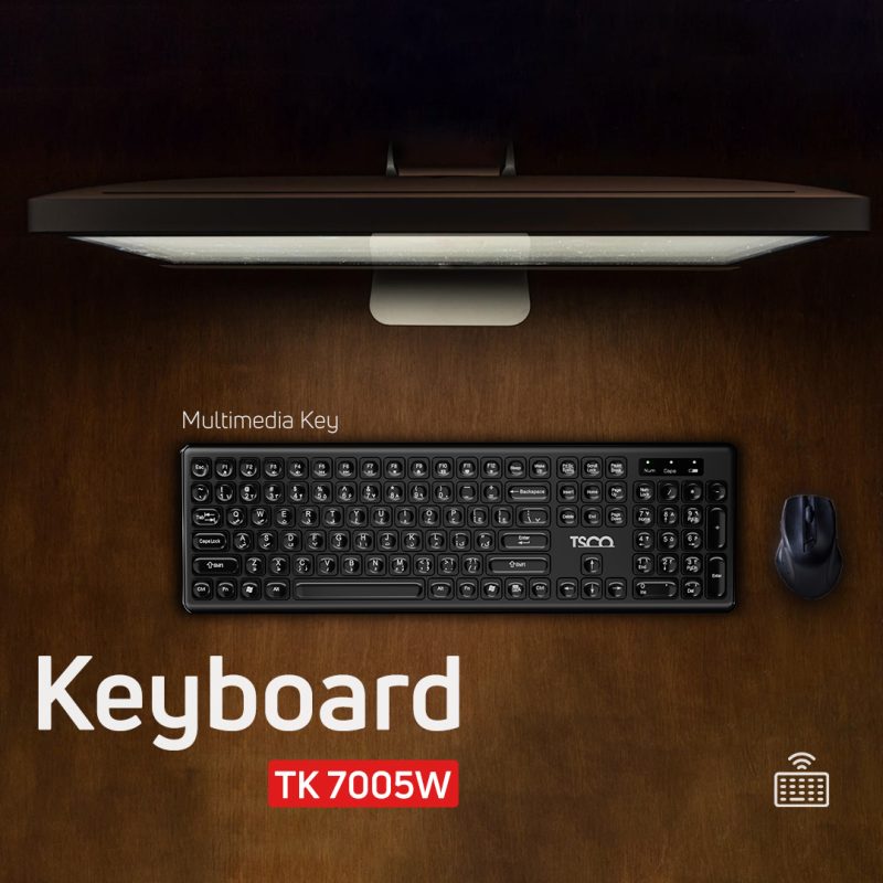 کیبورد بی سیم تسکو مدل TK 7005W | مشکی | گارانتی 12 ماهه توسن سیستم