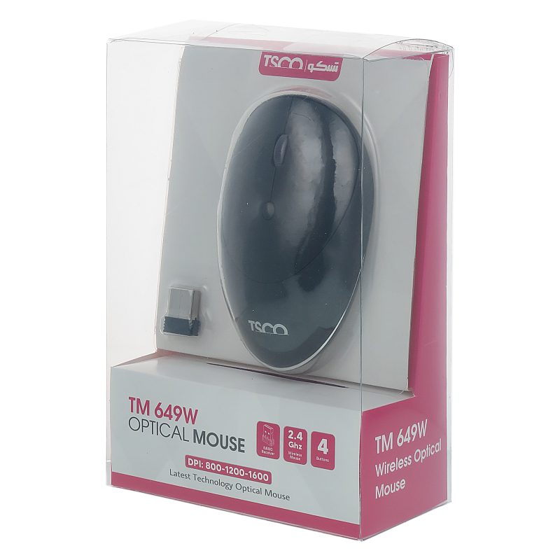 ماوس بی سیم تسکو مدل TM 649W | مشکی | گارانتی 12 ماهه توسن سیستم